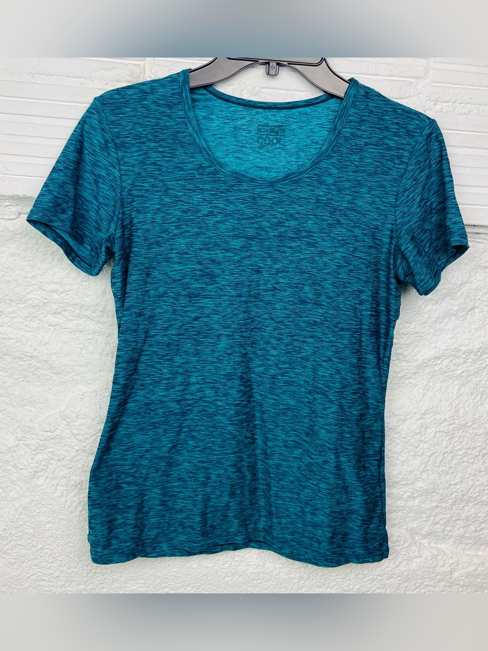 32 Degrees moisture wicking Teal Space-Dye scoop neck Short Sleeve Tee SZ small
